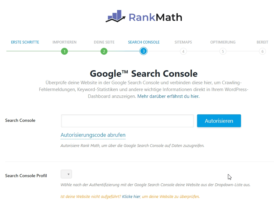 WordPress SEO Rank Math Google Search Console